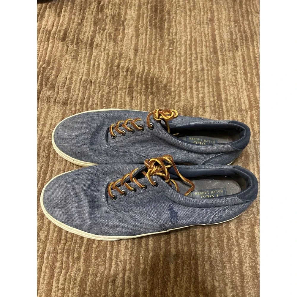 Polo Ralph Lauren Vaughn Canvas Sneakers‎ Casual Shoes Blue Mens Size 11.5